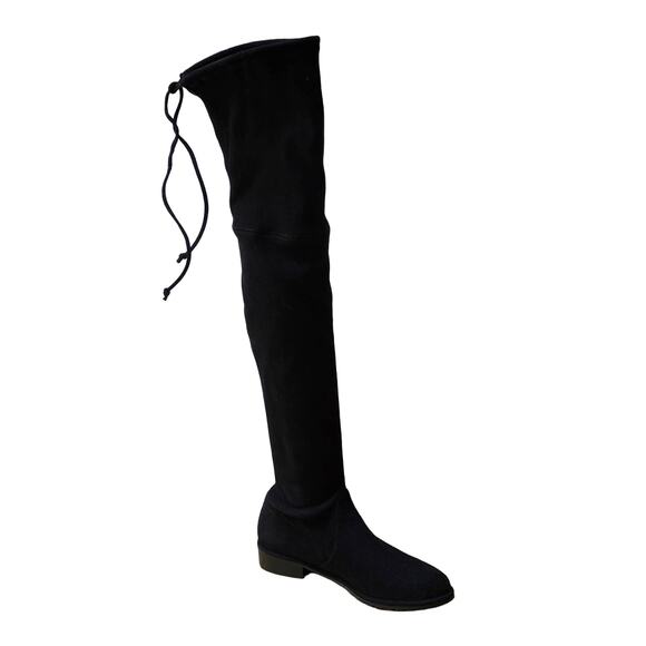 Stuart Weitzman Lowland Thigh High Stretchy Suede Boots Black Size 5.5 - Picture 1 of 11